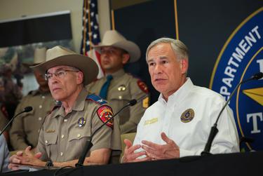 Gov. Greg Abbott speaks at a press conference discussing the state response to Title 42 being lifted in Weslaco on Wednesday, April 6, 2022.
